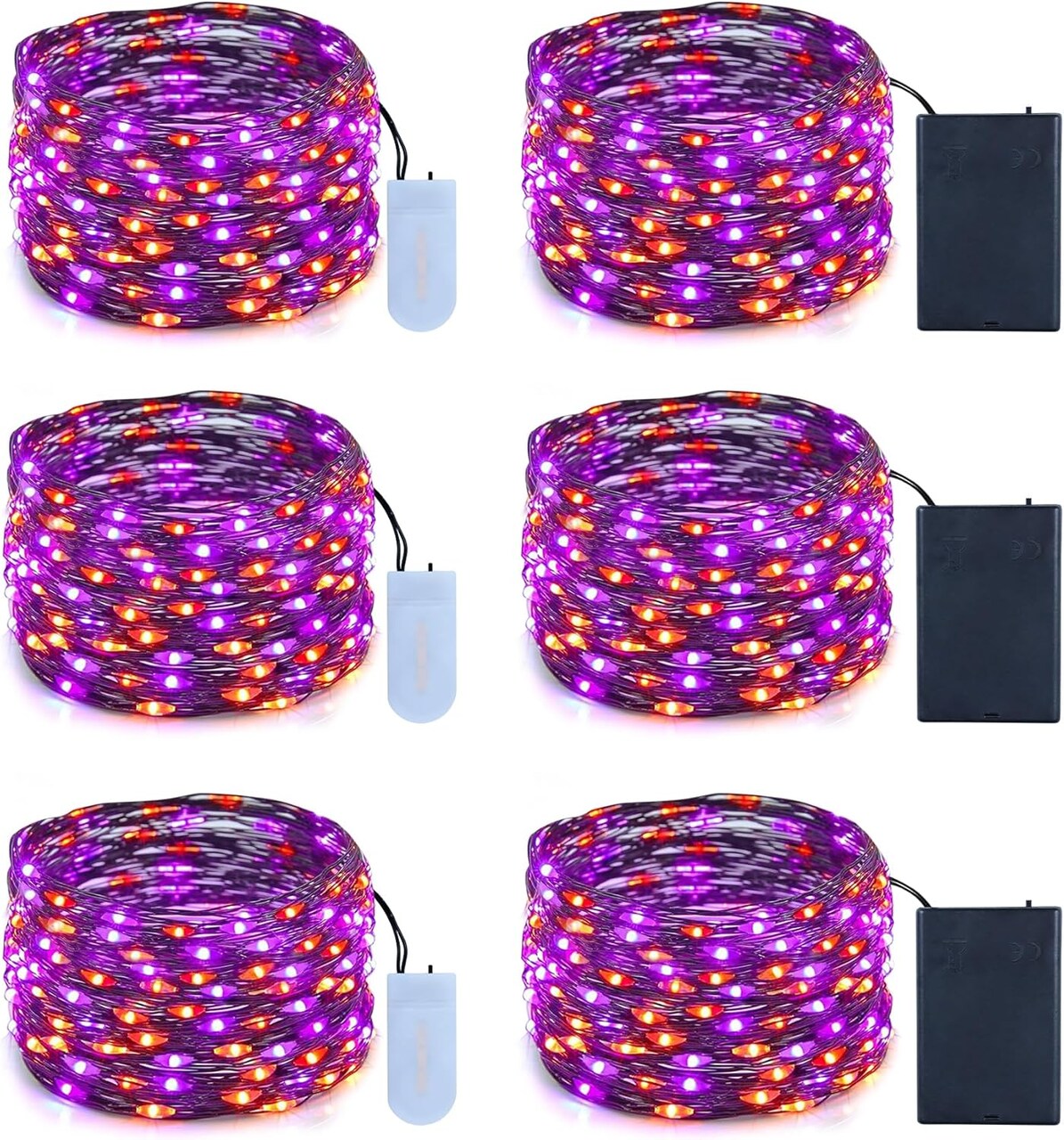 6 Pack 59ft Orange & Purple Halloween Lights Decorations,80 LED Halloween String Lights (Orange Purple)